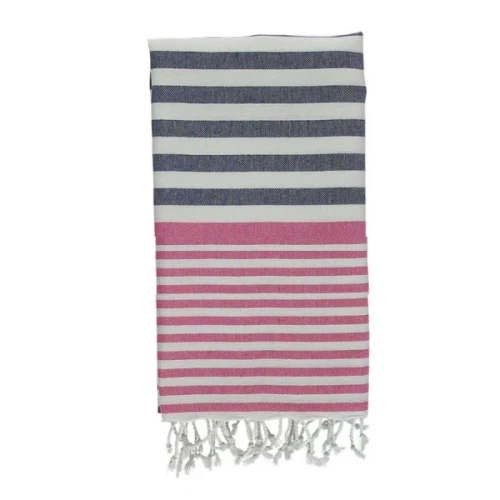 Sofia Turkish Towel Navy Blue Fuchsia by Izzy and Jean