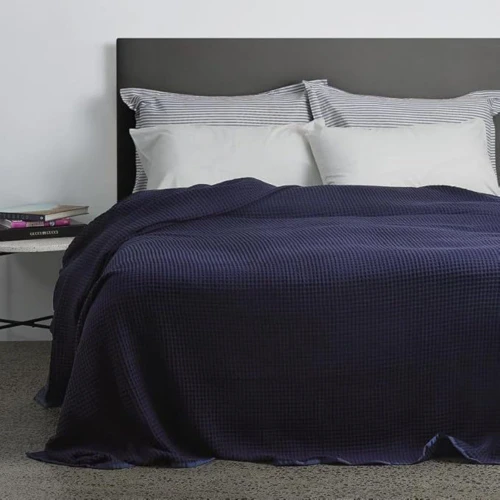 Premier Navy Waffle Blanket by Seneca