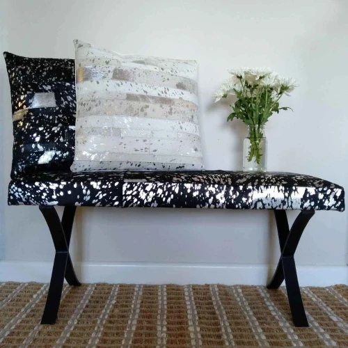Chicago Stool Hide Black/Silver by Backyard