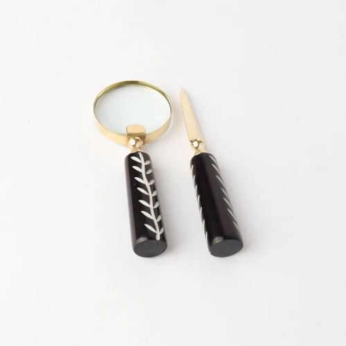 Black Magnifier/Letter Opener Set by Le Forge