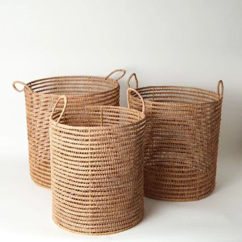Natural Palm Basket set/3 by Le Forge