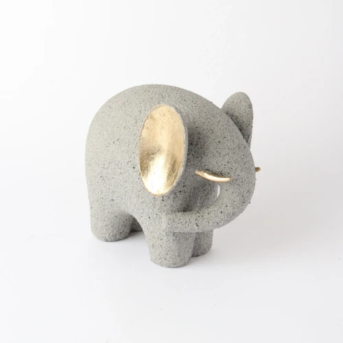 Grey/Gold Resin Elephant by Le Forge