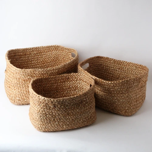 Set of 3 Natural Jute Basket Door Handle by Le Forge