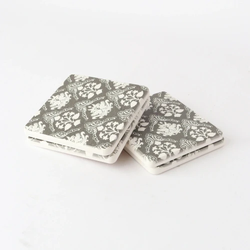 Set of 4 Charcoal/Ivory Coaster Style1 by Le Forge