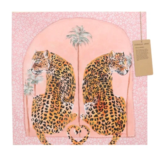 Pink Art Canvas "Leopard" by Le Forge - 60x60cm