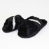 Black Silver Crossover Plush Slippers by Honeydew
