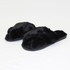 Black Crossover Plush Slippers by Honeydew