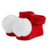 Red and White Fur Pompom Socks by Stephan Baby