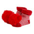 Stripe and Red Fur Pompom Socks by Stephan Baby