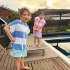Kids Ezy Towel Pink Blue Child Hooded Poncho with zip by Izzy and Jean