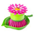 Flower Power Palm Dish Brush With Holder Pink by Vigar