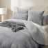 Archie Cross Stitch Velvet Coverlet Set - Silver Line