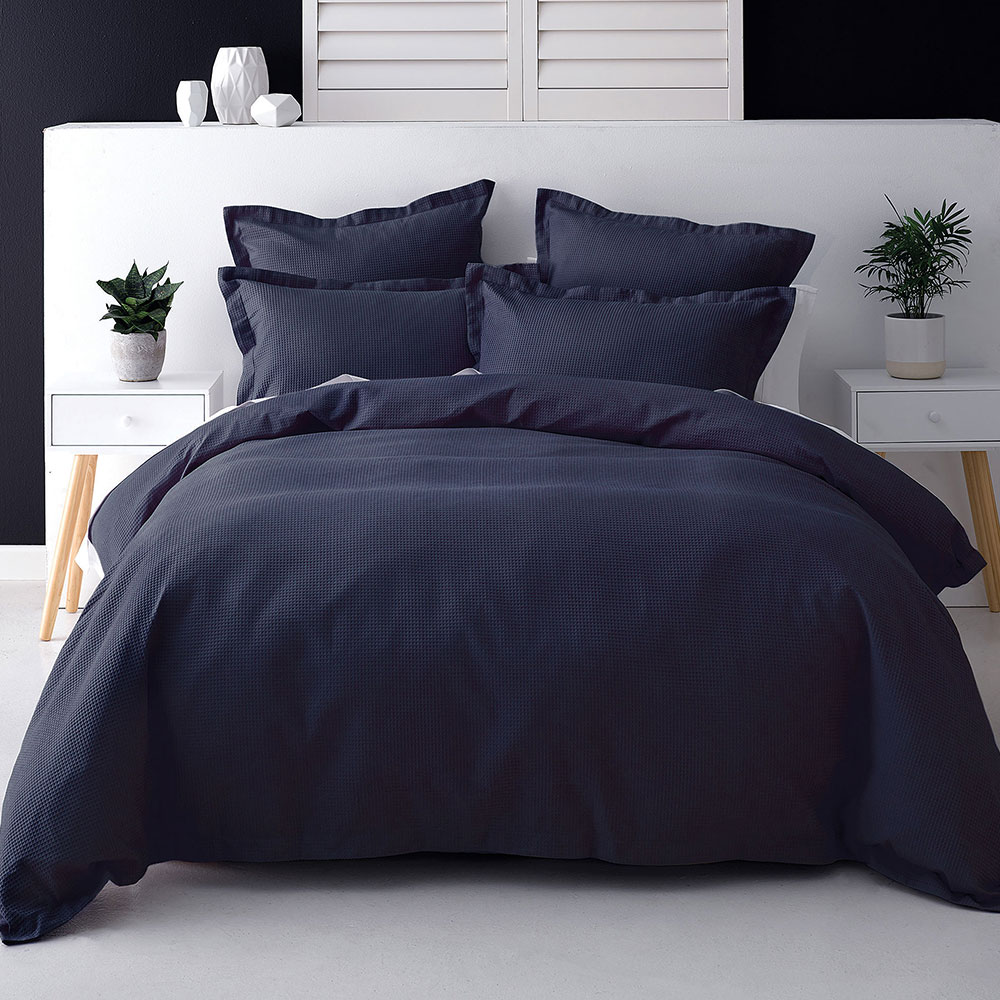 navy waffle duvet cover