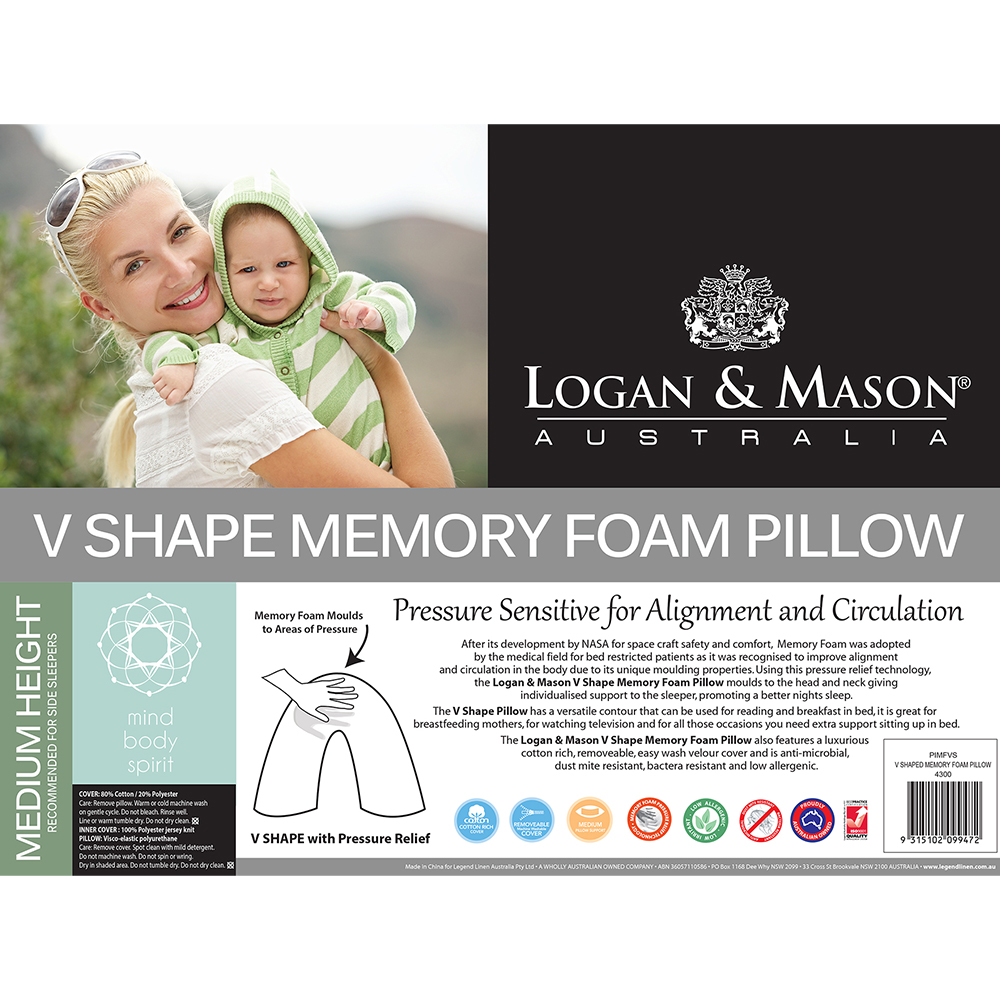 V Shape Memory Foam Pillow by Logan and Mason queenb