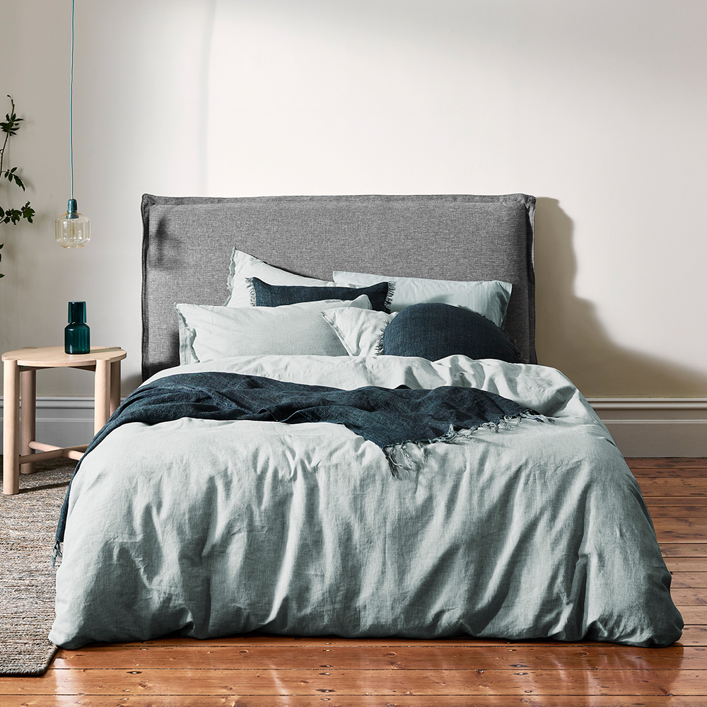 Mineral Chambray Fringe Duvet Cover by Aura - queenb