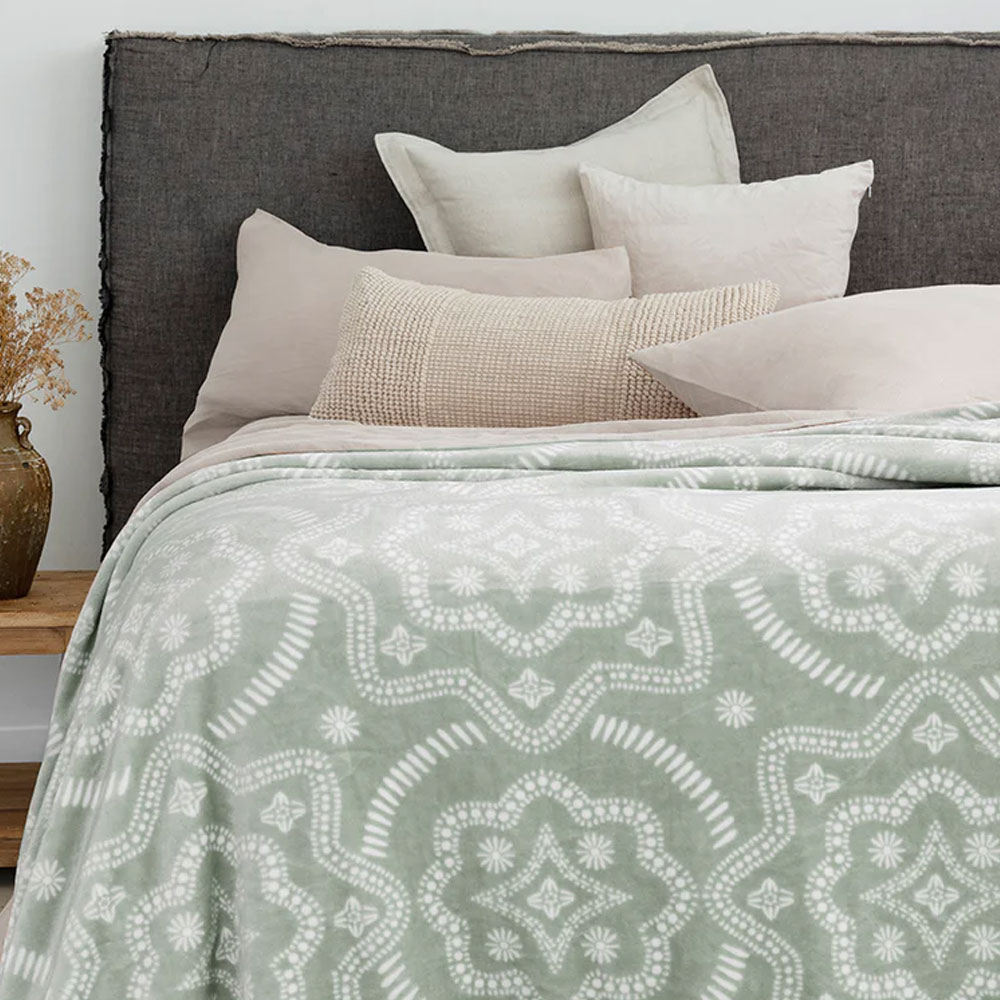 Buy Beth Eucalyptus Ultraplush Blanket by Bambury | queenb.co.nz