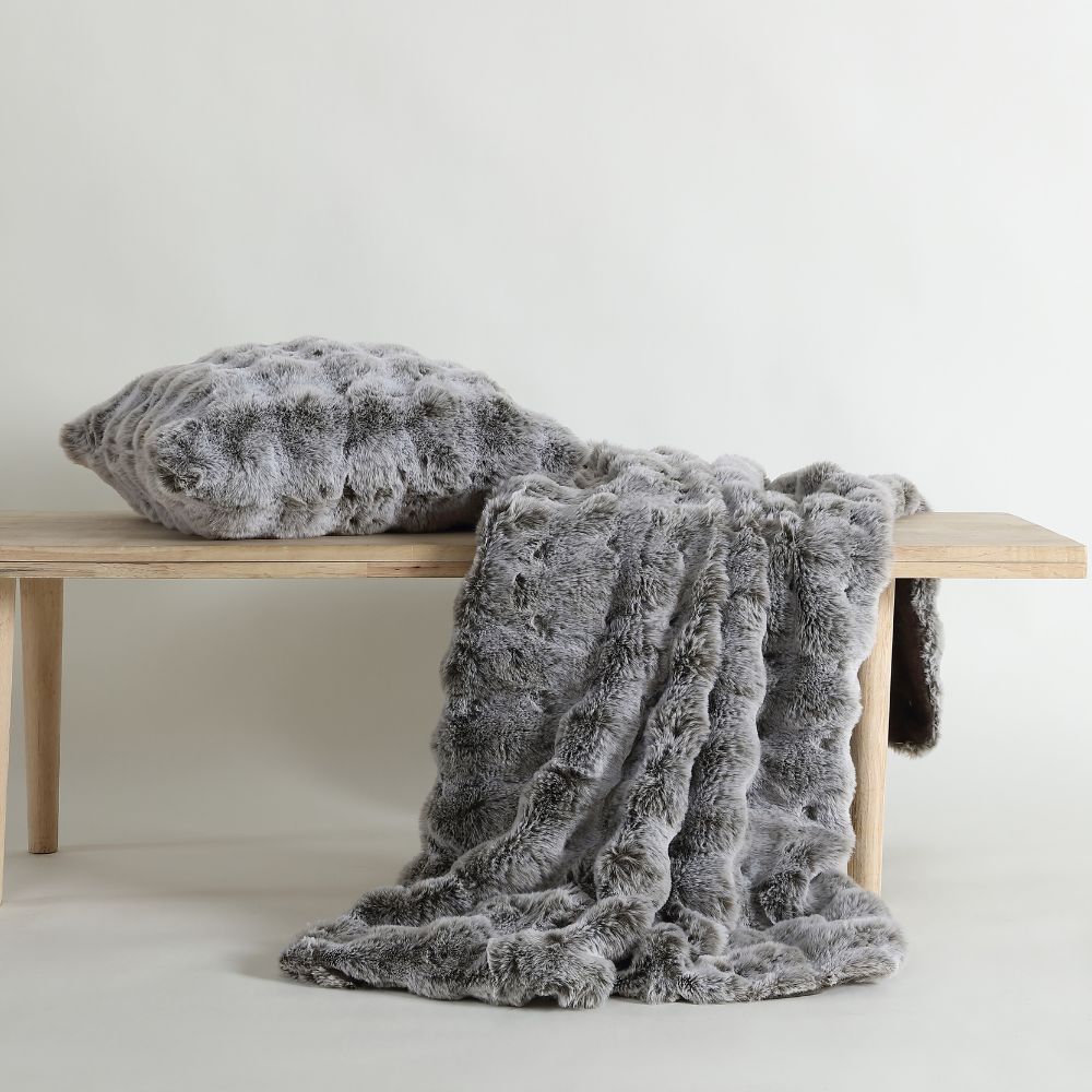 Buy Rabbit Fur Grey Throw by Platinum Collection | Quality Home Décor