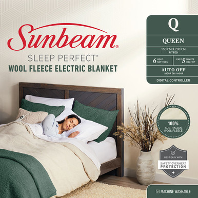 Sleep Perfect Wool Fleece Electric Blanket by Sunbeam (BLW56) queenb