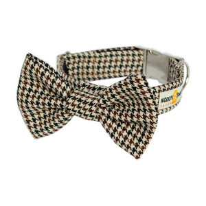 Clasp Collar with Bow Tie [Tweed Dog Tooth BB]