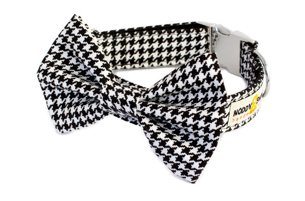 Clasp Collar with Bow Tie [Dog Tooth BW]