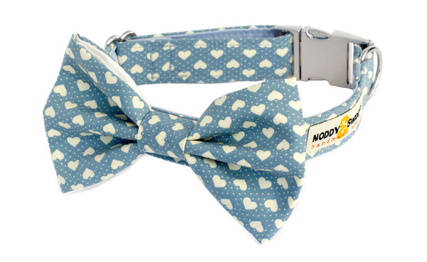 Clasp Collar with Bow Tie [Hearts Blue]