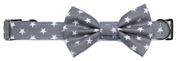 Clasp Collar with Bow Tie [Stars Grey]
