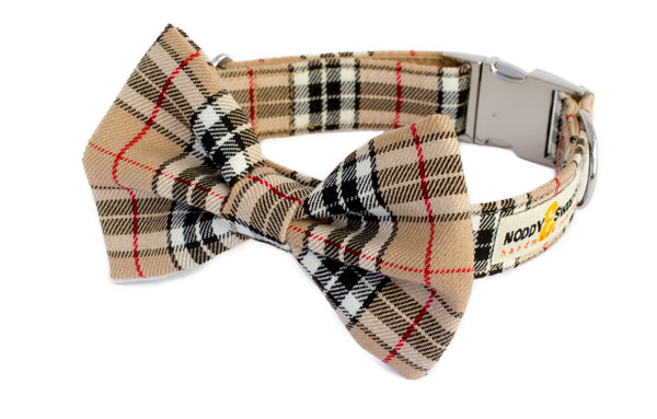 Clasp Collar with Bow Tie [Tartan Tan]