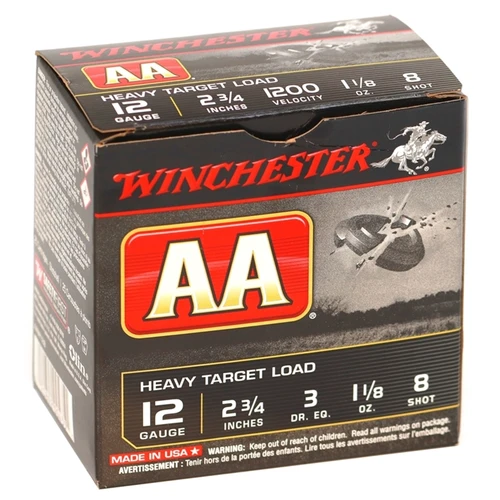 Winchester AA 12 Gauge 2-3/4" #8 Shot Target Loads — 25 Rounds