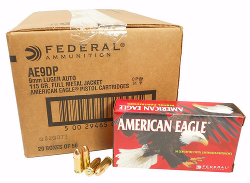 Federal American Eagle 9mm 115gr FMJ (Box of 50)