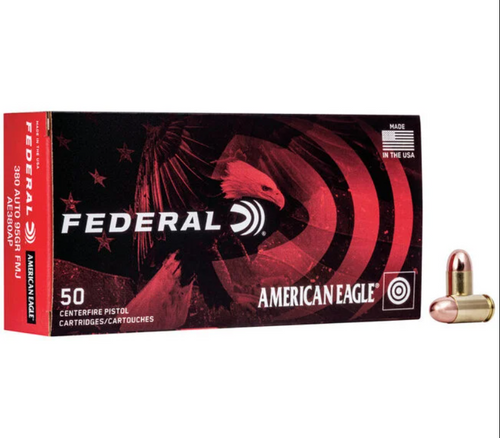 Federal American Eagle 380 Auto 95gr FMJ (Box of 50)