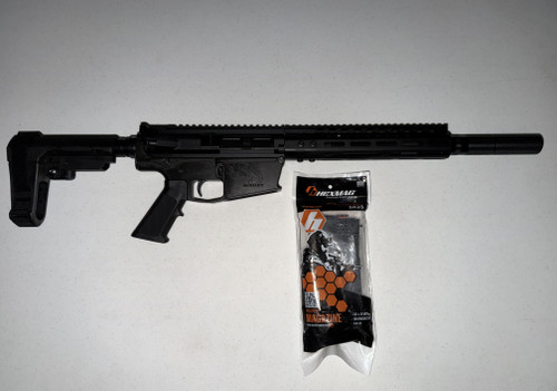 Moriarti Mar-10 308 Winchester 10.5" Threaded Barrel with Faux Suppressor M-LOK Forend SBA3 Pistol Brace Matte Black Cerakote with 20rd Magazine (New)