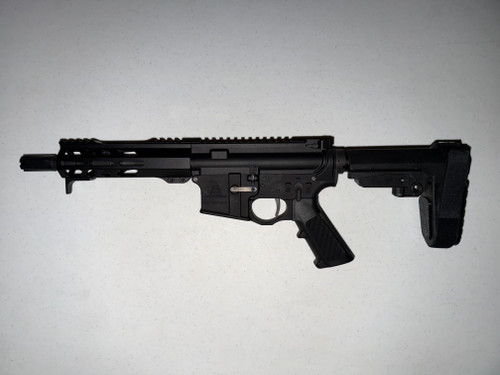 Spikes Tactical ST-15 556/223 7.5" Threaded Barrel 4lb Shoe Trigger Bayonet Lug Attachment M-LOK Forend Finger Stop Ambi Charging Handle SBA3 Pistol Brace Black Color with 30rd Magazine (New)