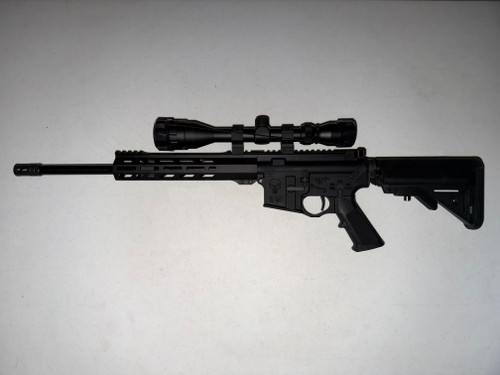 Spikes Tactical ST-15 556/223 16" Barrel M-LOK Forend Full Stock Matte Black Punisher (New) with Scope and 30rd Magazine