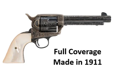 Colt 45 Colt SAA Engraved Single Action Army 5.5" Barrel Pearl Grips Manufactured in 1911 Gold Inlay with Vivid Full Coverage Western Engraving