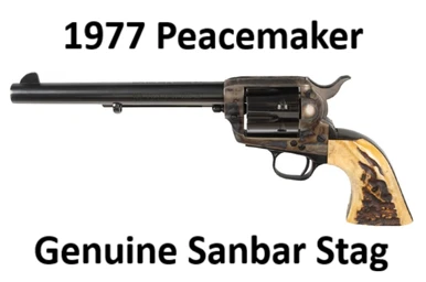 Colt 45 Colt SAA 3rd Gen 7.5" Barrel Sambar Stag Near-Full Bark Coverage (Made in 1977)