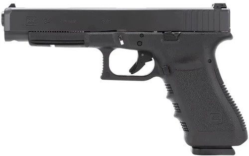 Glock 34 (G34) 9mm Gen 3 5.31" Barrel Adjustable Rear Sight Optic Ready and Sight Tool 2-17rd Magazines w/ Ammo Loader and Cleaning Brush (New in Box)