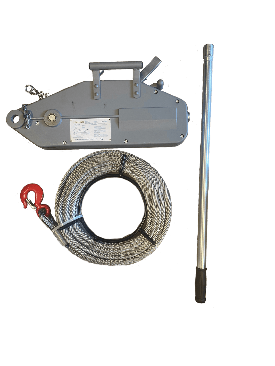 Wire Rope Hand Winch - Vitali-Intl®, 0.8 Tonne With 20m Cable