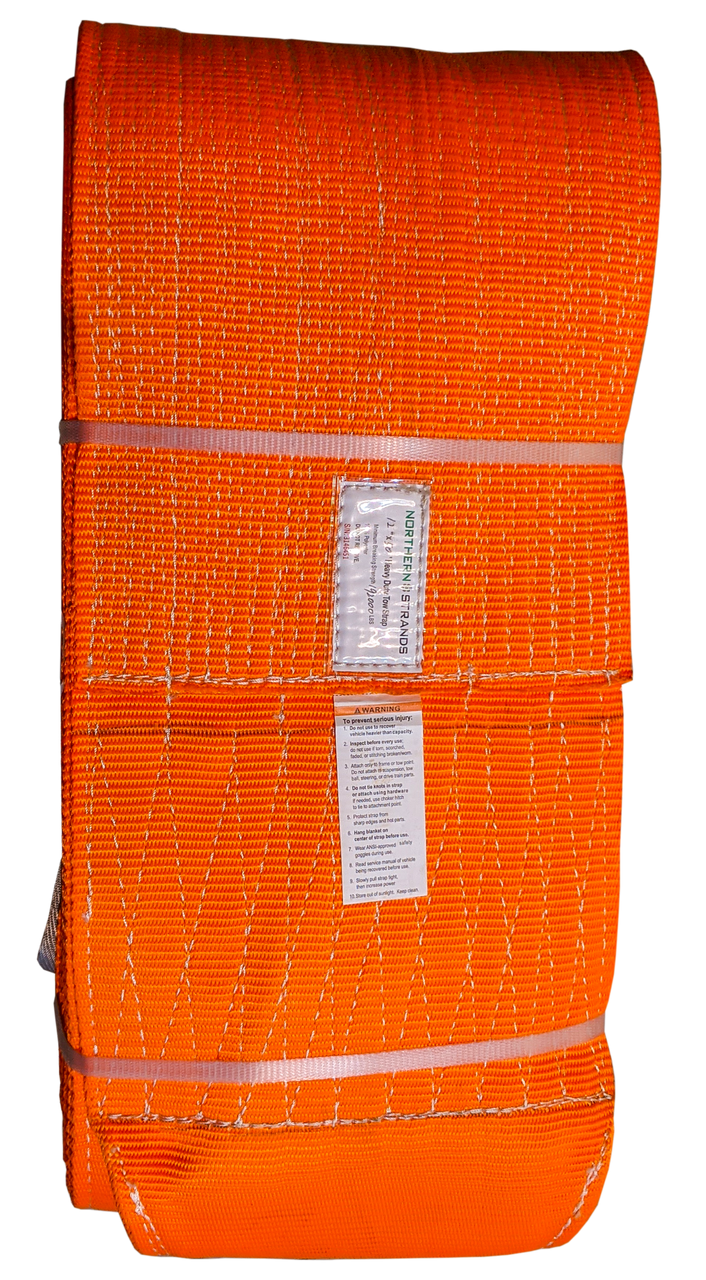 Tow Strap - Orange, 12 inch x 50ft, 192,000 LBS