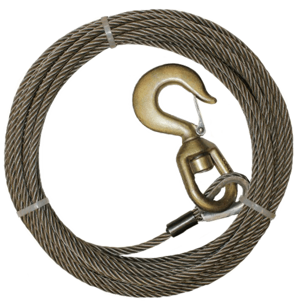 Wire Rope Assembly With Swivel Hook, 1/2 Inch by 150ft