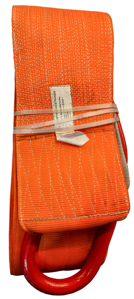 Tow Strap w/ D-Rings, 2 Ply, 192,000lbs Orange 12" x 50'