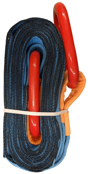 Tow Strap w/ D-Rings, 2 Ply, 128,000lbs Blue 8" x 30'