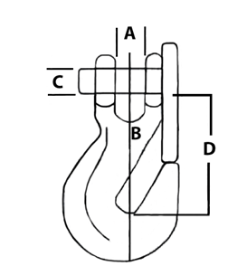 Hook Clevis Grab w/ Latch Gr70 A330N 1/2