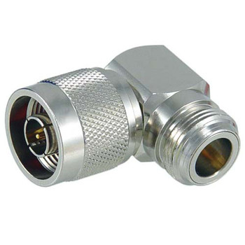 Compact Coaxial 50 Ohm Right Angle Adapter - Type N Male to Female