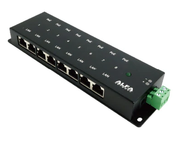 8 Ports 12 - 48V DC Input Passive Gigabit POE Injector with Power Redundancy