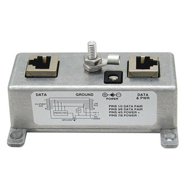 Single-Port CAT5 Passive PoE Injector with Lightning Protection