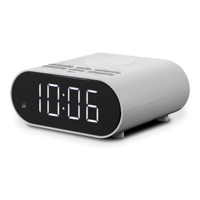 OPEN-BOX RENEWED - Roberts Ortus Charge FM Alarm Clock Radio with Wireless Phone Charger, White