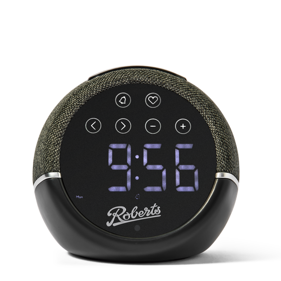 Robets Zen FM clock radio with device charging, Black