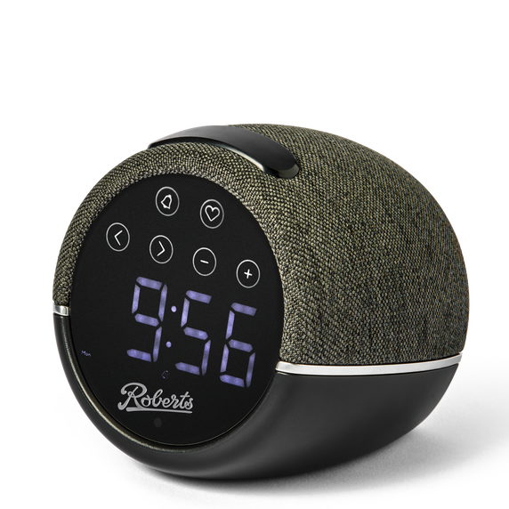 Robets Zen FM clock radio with device charging, Black