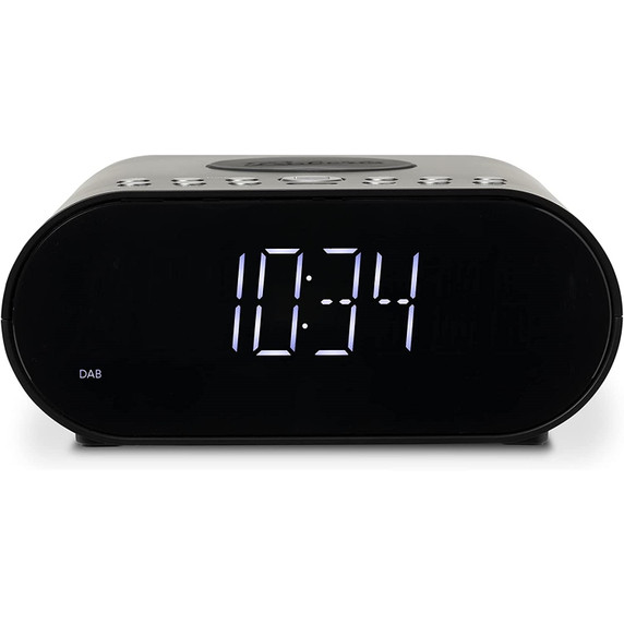 OPEN-BOX RENEWED - Roberts Ortus DAB Charge DAB/DAB+/FM Alarm Clock Radio with Wireless Phone Charger, Black