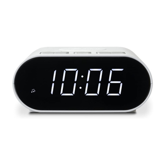 OPEN-BOX RENEWED - Roberts Ortus Charge FM Alarm Clock Radio with Wireless Phone Charger, White